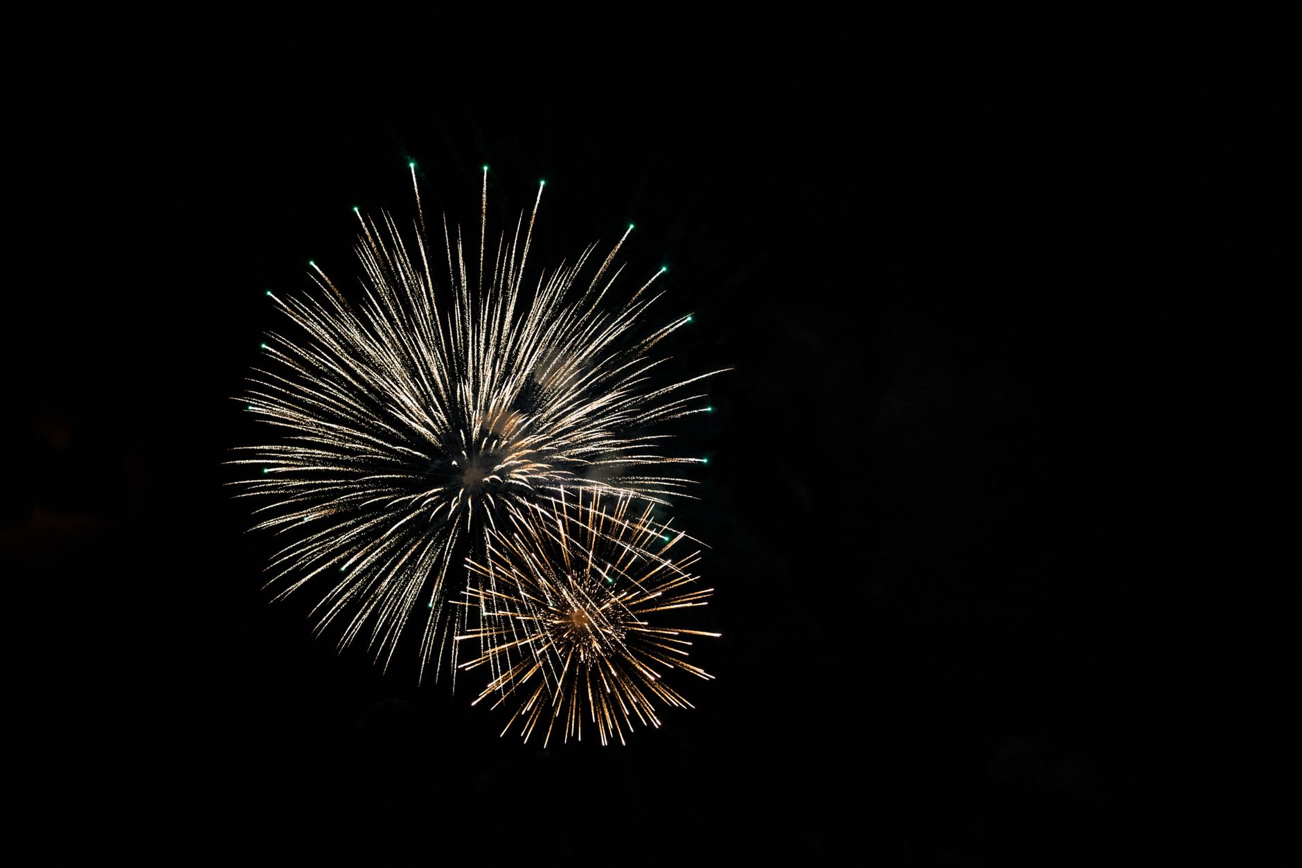 Colorful fireworks exploding against a black night sky, capturing celebration and light.